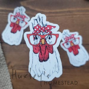 Bandana Hen with Glasses Sticker | Waterproof Vinyl Stickers